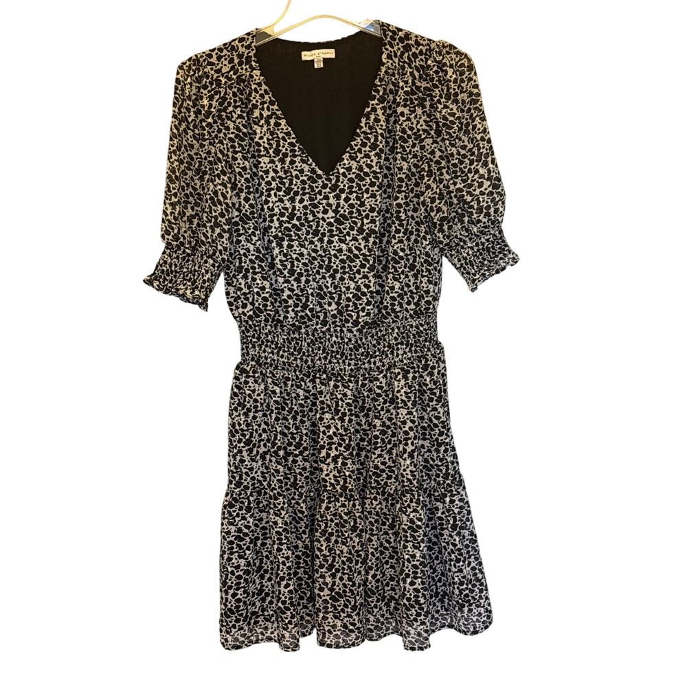 Madison d’ Amelie Black and white Leopard print dress